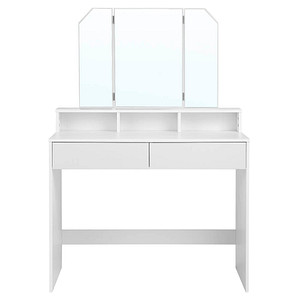 0194343002903 - Schminktisch weiß rechteckig Wangen-Gestell weiß 1000 x 400 x 1420 cm 0194343002903 VASAGLE 0194343002903 - Schminktisch weiß rechteckig Wangen-Gestell weiß 1000 x 400 x 1420 cm 0194343002903 VASAGLE
