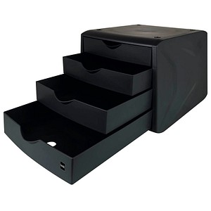 4012086022957 - Schubladenbox mit 4 Schubladen The Green Chameleon A4 Kunststoff Schwarz 265 x 332 x 215 cm