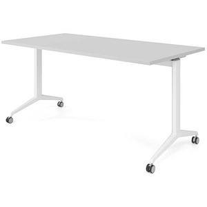HAMMERBACHER Mehrzwecktisch lichtgrau rechteckig, T-Fuß-Gestell weiß, 160,0 x 80,0 x 75,0 cm