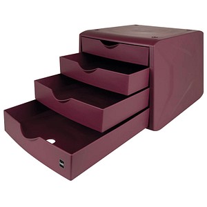 4012086022919 - Schubladenbox mit 4 Schubladen The Green Chameleon A4 Kunststoff Rot 215 x 265 x 332 mm 4012086022919 - Schubladenbox mit 4 Schubladen The Green Chameleon A4 Kunststoff Rot 215 x 265 x 332 mm