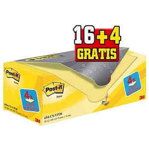 16 + 4 GRATIS: Post-it® Notes Haftnotizen gelb, 16 Blöcke + GRATIS 4 Blöcke