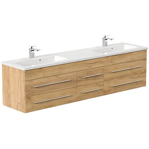 POSSEIK Waschbecken mit Unterschrank GEANT 200 eiche gold 200,0 x 49,6 x 44,0 cm