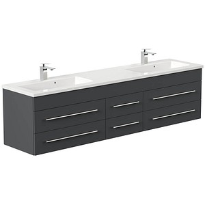 POSSEIK Waschbecken mit Unterschrank GEANT 200 grafit 200,0 x 49,6 x 44,0 cm