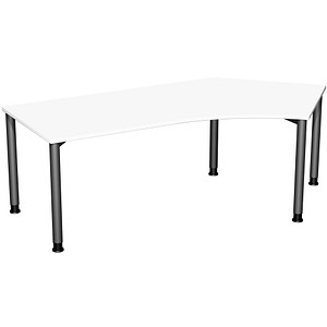 4038933479804 - Flex höhenverstellbarer Schreibtisch weiß anthrazit L-Form 4-Fuß-Gestell grau 2166 x 1130 cm