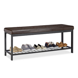 4052025948221 - Schuhbank xxl bequemes Sitzpolster offen große Gitterablage für Schuhe Metall HxBxT 49x115x40cm braun - Relaxdays 4052025948221 - Schuhbank xxl bequemes Sitzpolster offen große Gitterablage für Schuhe Metall HxBxT 49x115x40cm braun - Relaxdays