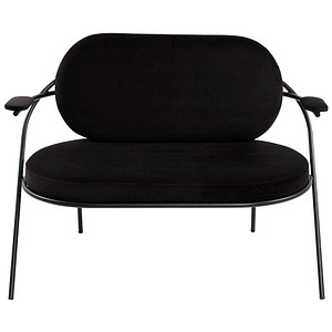 3660141960587 - Zweisitzer Sofa Meet by Paperflow Saturne mit Armlehnen B 1180 x T 730 x H 880 mm Stahlrohr Samt Schwarz Schwarz 3660141960587 - Zweisitzer Sofa Meet by Paperflow Saturne mit Armlehnen B 1180 x T 730 x H 880 mm Stahlrohr Samt Schwarz Schwarz