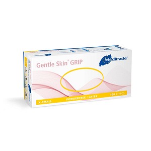 4250016460374 - Meditrade Gentle Skin® Grip Latex Untersuchungshandschuh Einmalhandschuh - Puderfrei unsteril Hohe Griffigkeit 1 Packung = 100 Stück Größe XS 4250016460374 - Meditrade Gentle Skin® Grip Latex Untersuchungshandschuh Einmalhandschuh - Puderfrei unsteril Hohe Griffigkeit 1 Packung = 100 Stück Größe XS