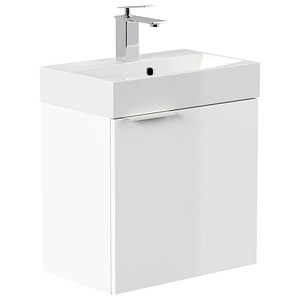 POSSEIK Waschbecken mit Unterschrank CUBI SLIMLINE weiß glanz 50,0 x 31,8 x 56,3 cm