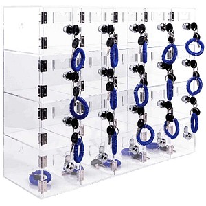 magnetoplan Handygarage abschließbar Smartphone Storage Schrank silber, transparent 1231651, 20 Schließfächer 53,0 x 18,0 x 42,5 cm