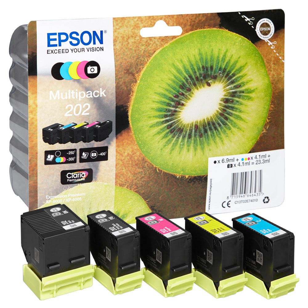 Epson 202t02e74 Schwarz Foto Schwarz Cyan Magenta Gelb Druckerpatronen 5er Set Office 2100