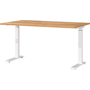 4005949790445 - Schreibtisch DOWNEY 7904-242 manuell höhenverstellbar 68-91cm (H) 140cmx80cm (BxT) rechteckig navarra-eiche   Weiß 400594979