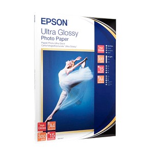 0010343855281 - Fotopapier Ultra Glossy S041927 A4 für Inkjet 300g weiß hochglänzend einseitig bedruckbar 0010343855281 15 Blatt