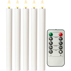 4040849777509 - GOOBAY 77750 - LED Echtwachs Stabkerzen weiß 5er Set warmweiß Timer+Dimmer F