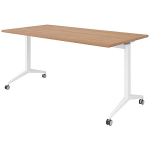 HAMMERBACHER Mehrzwecktisch nussbaum rechteckig, T-Fuß-Gestell weiß, 160,0 x 80,0 x 75,0 cm