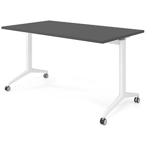 HAMMERBACHER Mehrzwecktisch graphit rechteckig, T-Fuß-Gestell weiß, 140,0 x 80,0 x 75,0 cm