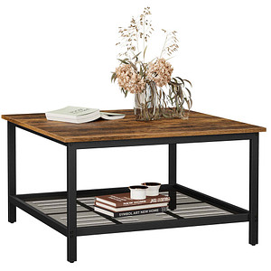 0194343010991 - Couchtisch 45cm (H) 80x80cm (BxT) quadratisch braun   schwarz 0194343010991 VASAGLE