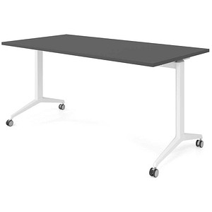 HAMMERBACHER Mehrzwecktisch graphit rechteckig, T-Fuß-Gestell weiß, 160,0 x 80,0 x 75,0 cm