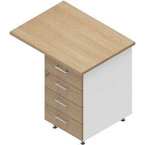 Quadrifoglio Standcontainer weiß, eiche hell 4 Auszüge Kunststoff-Stangengriff weiß 80,0 x 60,0 x 75,0 cm