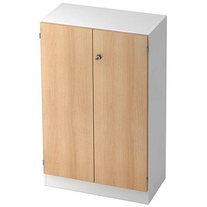 4032062165973 - HAMMERBACHER Aktenschrank Haziender V6550 W E SG weiß eiche 2 Fachböden 800 x 420 x 1270 cm