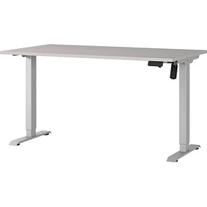 4005949802612 - GERMANIA Boras höhenverstellbarer Schreibtisch kaschmir rechteckig T-Fuß-Gestell silber 1400 x 800 cm