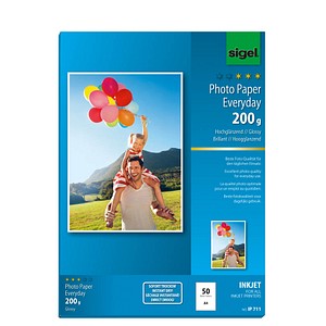 SIGEL Fotopapier IP711 DIN A4 hochglänzend 200 g/qm 50 Blatt