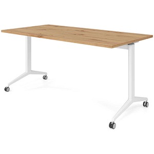 HAMMERBACHER Mehrzwecktisch asteiche rechteckig, T-Fuß-Gestell weiß, 160,0 x 80,0 x 75,0 cm