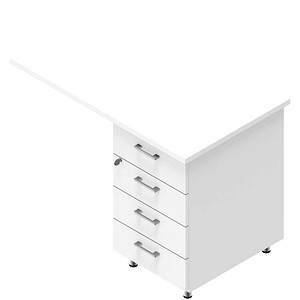 Quadrifoglio Standcontainer weiß 4 Auszüge Kunststoff-Stangengriff weiß 100,0 x 60,0 x 75,0 cm
