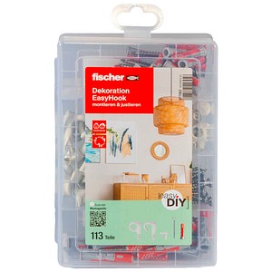 AKTION: fischer easyDIY Box Dekoration 577062 Dübel- und Schrauben-Sortiment, 131-teilig mit Prämie nach Registrierung