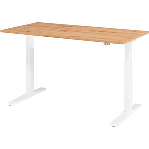 4032062190906 - HAMMERBACHER XMKA16 elektrisch höhenverstellbarer Schreibtisch asteiche rechteckig C-Fuß-Gestell weiß 1600 x 800 cm