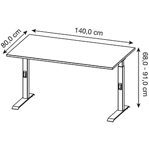 4005949791770 - Schreibtisch DOWNEY 7904-552 manuell höhenverstellbar 140x80cm (BxT) rechteckig grandson-eiche Weiß 4005949791770 GERMANI 4005949791770 - Schreibtisch DOWNEY 7904-552 manuell höhenverstellbar 140x80cm (BxT) rechteckig grandson-eiche Weiß 4005949791770 GERMANI