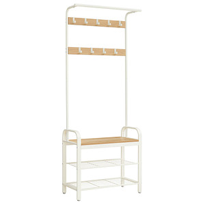 6955880395606 - Garderobenbank mit Haken und Schuhrost HSR40W weiß Holz 720 cm 6955880395606 SONGMICS 6955880395606 - Garderobenbank mit Haken und Schuhrost HSR40W weiß Holz 720 cm 6955880395606 SONGMICS