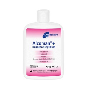 4250016407201 - Meditrade ALCOMAN® plus Händeantiseptikum Gebrauchsfertiges hochwirksames alkoholisches Händedesinfektionsmittel 150 ml - Flasche