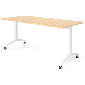 HAMMERBACHER Mehrzwecktisch ahorn rechteckig, T-Fuß-Gestell weiß, 180,0 x 80,0 x 75,0 cm