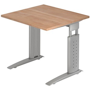4032062139936 - HAMMERBACHER US08 höhenverstellbarer Schreibtisch nussbaum quadratisch C-Fuß-Gestell silber 800 x 800 cm 4032062139936 - HAMMERBACHER US08 höhenverstellbarer Schreibtisch nussbaum quadratisch C-Fuß-Gestell silber 800 x 800 cm