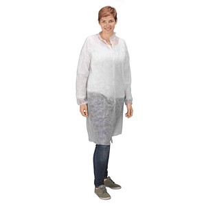 100 x HygoNorm Besucherkittel PP leichte Qualität Druckknöpfe L 105cm