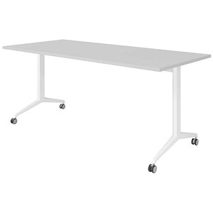 HAMMERBACHER Mehrzwecktisch lichtgrau rechteckig, T-Fuß-Gestell weiß, 180,0 x 80,0 x 75,0 cm