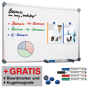 AKTION: MAUL Whiteboard 2000 MAULpro 150,0 x 100,0 cm weiß emaillierter Stahl + GRATIS 4 Boardmarker farbsortiert und 4 
