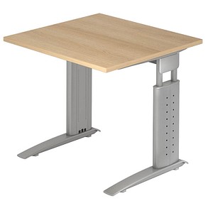 4032062164600 - HAMMERBACHER US08 höhenverstellbarer Schreibtisch eiche quadratisch C-Fuß-Gestell silber 800 x 800 cm 4032062164600 - HAMMERBACHER US08 höhenverstellbarer Schreibtisch eiche quadratisch C-Fuß-Gestell silber 800 x 800 cm