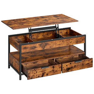 VASAGLE Couchtisch rechteckig Spanplatte braun, schwarz 100,0 x 50,0 x 48,0 - 63,0 cm, 1 St.