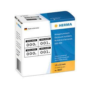 4008705048378 - HERMA Nummernetiketten 999 Weiß Schwarz Rechteckig 2000 Etiketten pro Packung 4008705048378 - HERMA Nummernetiketten 999 Weiß Schwarz Rechteckig 2000 Etiketten pro Packung