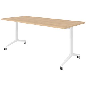 HAMMERBACHER Mehrzwecktisch eiche rechteckig, T-Fuß-Gestell weiß, 180,0 x 80,0 x 75,0 cm