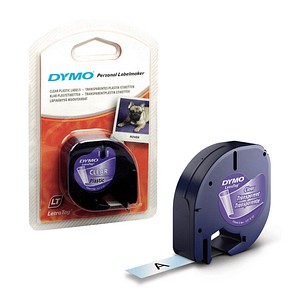 DYMO Schriftband LetraTag 16951 S0721530, 12 mm schwarz auf transparent