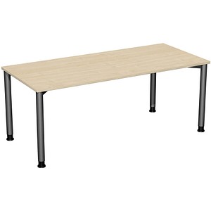 4038933479972 - Flex höhenverstellbarer Schreibtisch ahorn anthrazit rechteckig 4-Fuß-Gestell grau 1800 x 800 cm