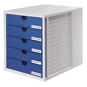 HAN Schubladenbox System-Box  blau 1450-14, DIN C4 mit 5 Schubladen