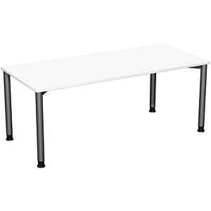 4038933480008 - Flex höhenverstellbarer Schreibtisch weiß anthrazit rechteckig 4-Fuß-Gestell grau 1800 x 800 cm