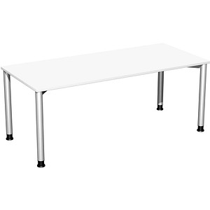 4038933482958 - Flex höhenverstellbarer Schreibtisch weiß silber rechteckig 4-Fuß-Gestell silber 1800 x 800 cm