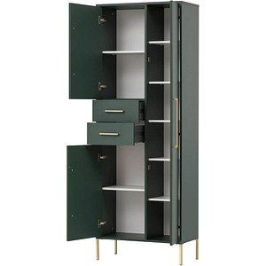 MÖBELPARTNER Garderobenschrank Kent, 701758 dunkelgrün 7 Fachböden 67,1 x 33,1 x 184,3 cm