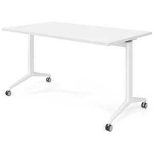 HAMMERBACHER Mehrzwecktisch weiß rechteckig, T-Fuß-Gestell weiß, 140,0 x 80,0 x 75,0 cm
