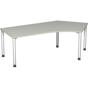 4038933416045 - Flex höhenverstellbarer Schreibtisch lichtgrau silber L-Form 4-Fuß-Gestell silber 2166 x 1130 cm