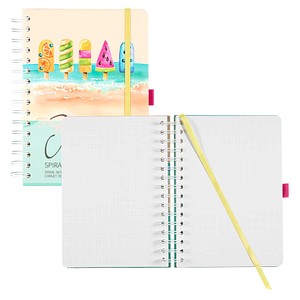 4004360769603 - SIGEL Notizbuch mit Spirale Jolie® ca DIN A5 punktraster pink sandbraun gelb aquamarin Hardcover 240 Seiten